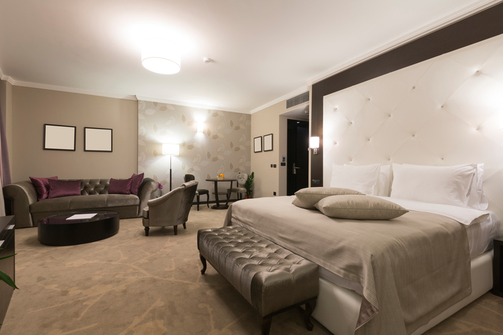 Spacious hotel suite interior